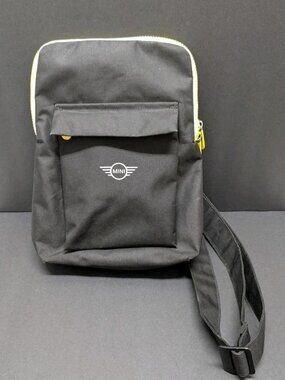 Mini Cooper Black Yellow White Bag Tote BMW 3 Way Crossbody Zipper RARE